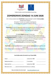 Zondag 14 juni organiseren we een Zomerdrive.